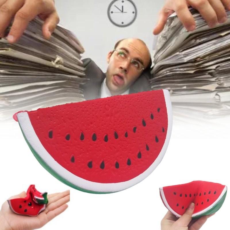 Adorable 14.5cm Children's Pu Stress Relief Toy Realistic Fruit Watermelon Slice