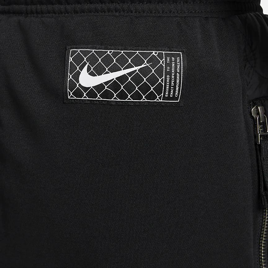 Nike Standard Issue Solid Color Quick-Dry Fleece Panel Casual Tapered Knit Sports Pants Men Bottoms Black FN2671010