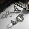 Salircon 4Pcs/set Goth Creative Butterfly Moth Skull Opening Ring Women Punk Joint Ring Halloween Trend Jewelry Accessories Gift