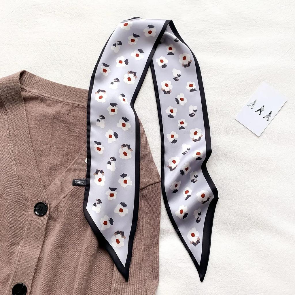 Fashion Print Hair Ribbon Scarf Women Neck Tie Bag Scarfs Satin Silk Skinny Headscarves Ladies Foulard Floral Bands 2026 New