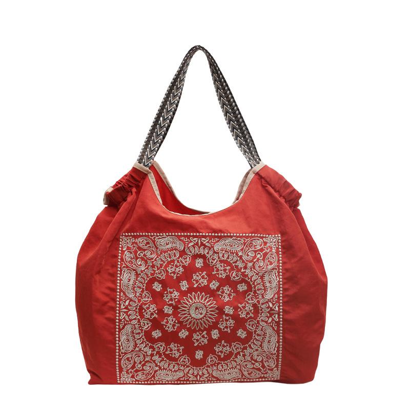 Bags Women's Embroidery Shopping Bags Handbags Large Capacity Commuter Tote Bags Women's Leisure Travel Shoulder Bags