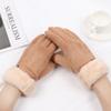 Winter Plus Velvet Candy Color Windproof Faux Fur Gloves Ski Driving Gloves Cashmere Mittens Touch Screen