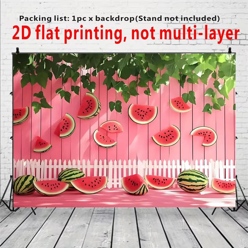 2D Watermelon Party Wall Decor, Pink Watermelon Banner for Summer Picnic Decoration