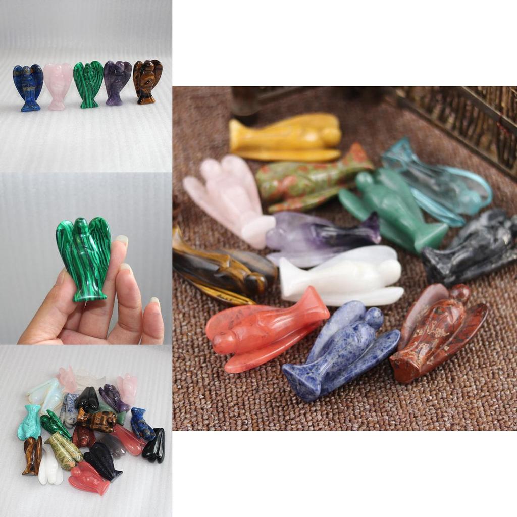 Exquisite Natural Gemstone Healing Crystal Carved Pocket Guardian Angel For Home Decor Gift