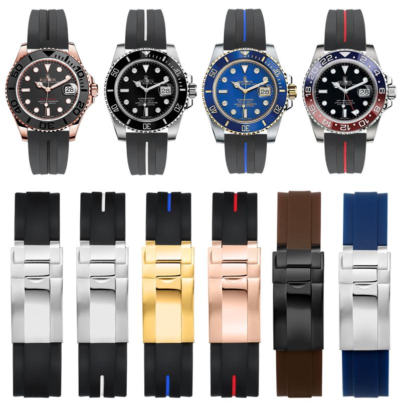 Correa de Reloj de Caucho Para Seiko Tudor Citizen Correa Con Hebilla de Acero Inoxidable Pulsera de Reloj Impermeable 20mm 21mm Negro Azul