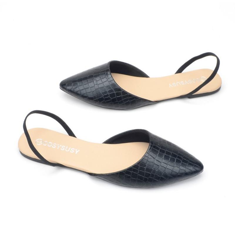 Casual pointed two sandals, new stone pattern flats for women, flat heels for women