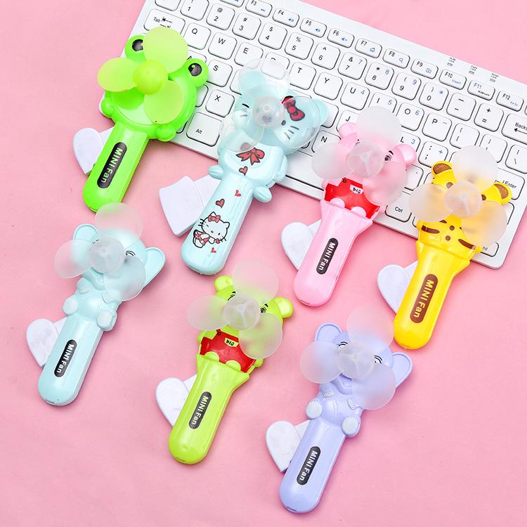 Adorable Cartoon Hand-Crank Mini Fan - Portable Handheld Freebie Gift