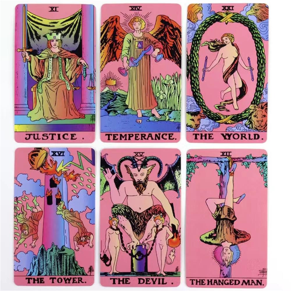 Pink Classic Tarot Decks Divination Personal Use Tarot Deck Full English Version Oracles Deck for Girl Board Game