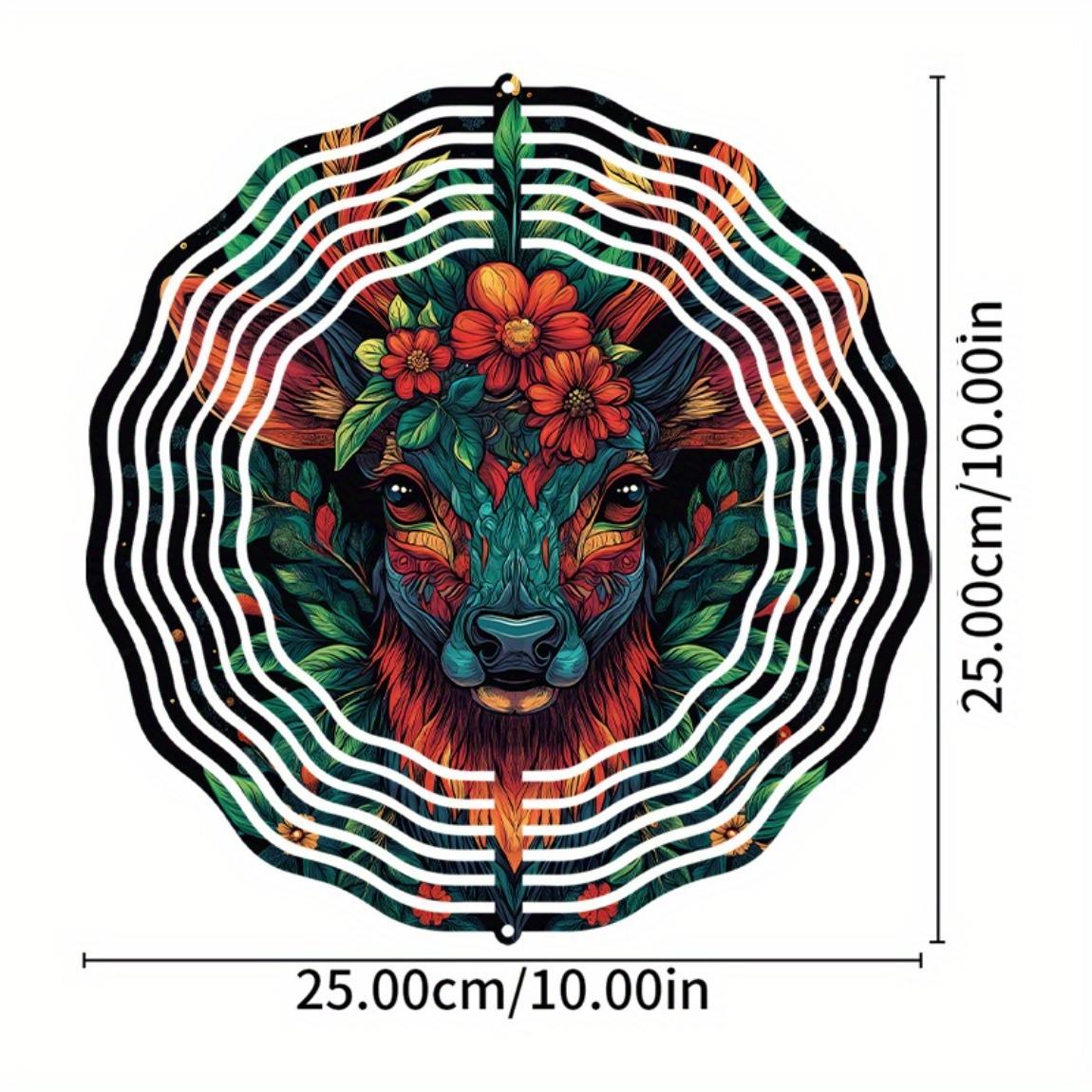 

10-дюймовый подвесной ветряной спиннер, красочный дизайн с оленями, ветряной колокольчик с крючком на 360 градусов для весенне-летнего декора балкона и сада, подарок 01A