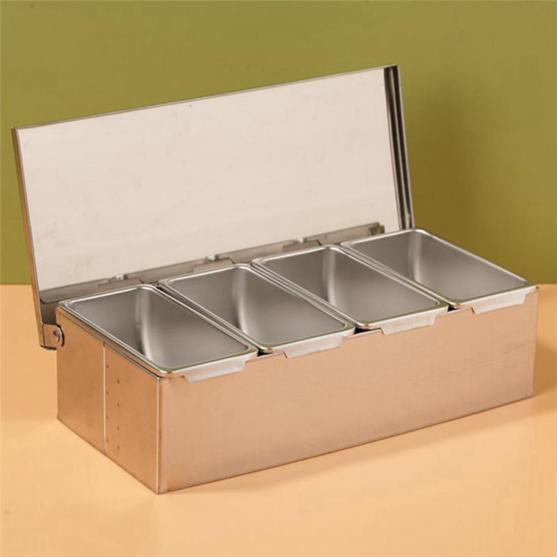M-Modern-Section Seasoning Box Stainless Steel Ingredients Box Cheese Sauce Salt Sugar Box Spice Jar Baking Tool