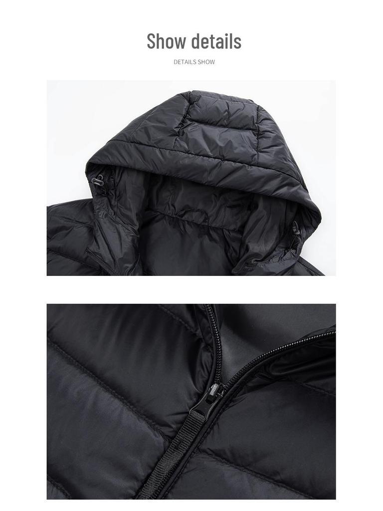 Men's Lightweight Down Vest - Sleeveless, Stand Collar, Short Style, Warm White Duck Down, Autumn/Winter Collection.