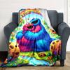 Name Custom Cookie Monster Print Flannel Blanket High Quality Warm Comfortable Cover for All Seasons Perfect for Gifts Home Decor