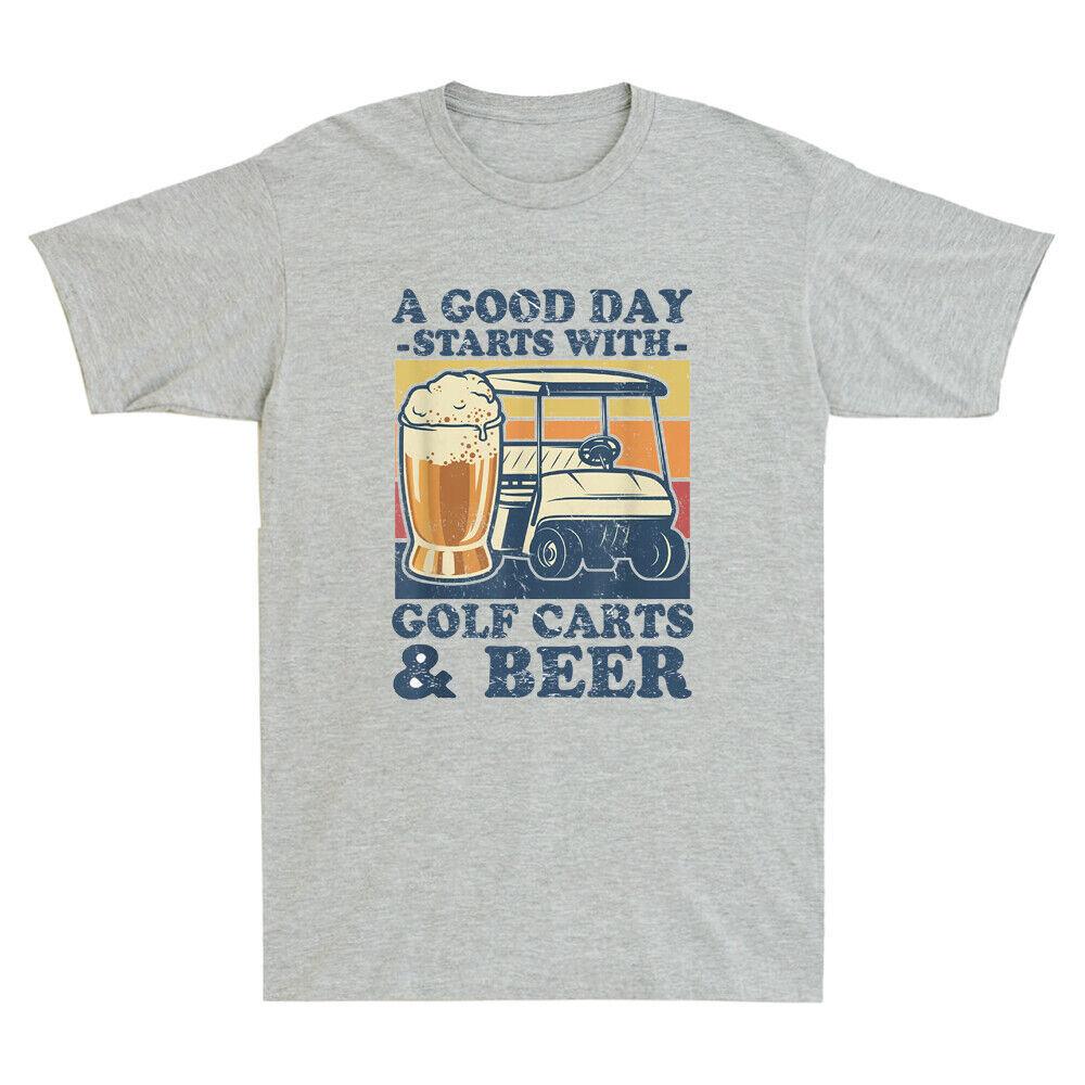 A Good Day Starts With Golf Carts And Beer Funny Golfing Vintage Men s T-Shirt Unisex T-Shirt S