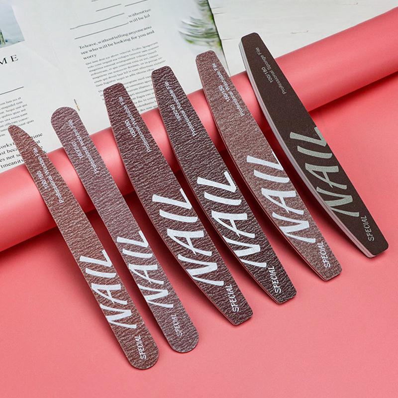 Pro Manicure Nail Files Dual Sided Nail Care Tools Buffing Sanding Halfmoon Shapes Nails Washable 100/150/180/240 Grit