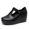 6cm Small Size 32-43 Vintage All Match Comfortable Shallow Soft Leather Mary Janes 2025 Fall Med Heels Platform Wedges Shoes Mom