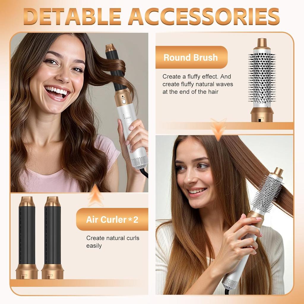 Electric 5-in-1 Ionic Blow Dryer Brush Set with 110,000 RPM High-Speed Hair Styling Tools