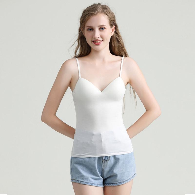 Women's Solid Color Camisole with Chest Pad Casual Loungewear