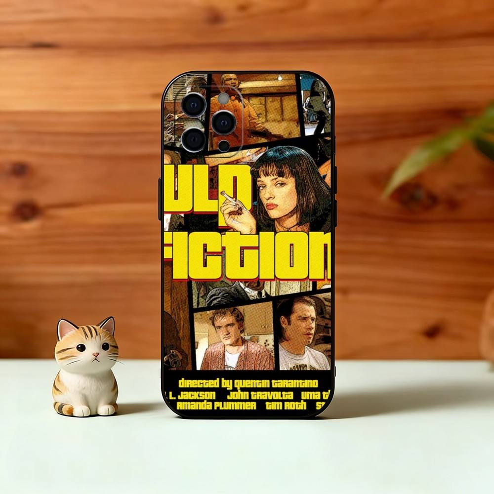 P-Pulp F-Fiction Movie Phone Case For iPhone 17, 16,15,14,13,12,11 Plus,Pro Max, Others Soft Black Cover