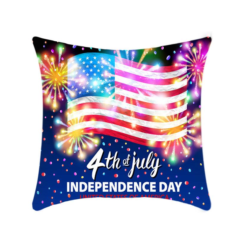 Home Independence Day Cushion Cover Printed Celebration Festival Sofa Cushion Cover