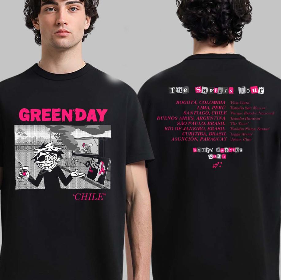 Green Day Chile The Saviors Tour South America 2026 T-shirt size S-5XL XXXXL