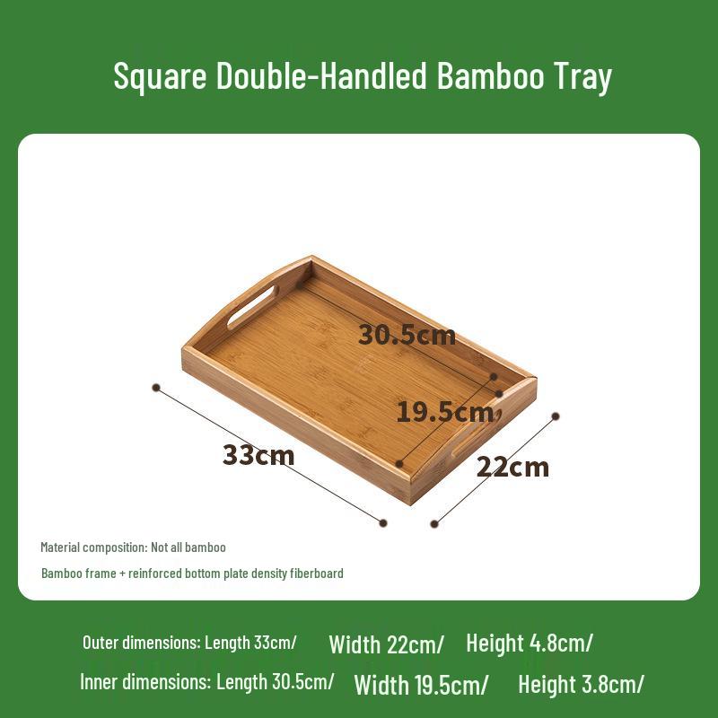 Nordic-Style Rectangular Bamboo Tray for Tea Cups
