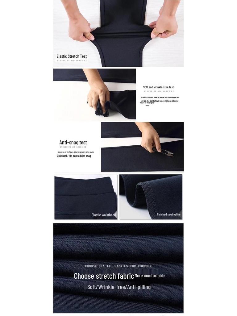 2026 Women's Plus Size Straight-Leg Elastic Waist Pants for Spring/Autumn - Loose Fit for Middle-Aged & Elderly