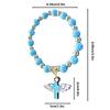 Exquisite Angel Wing Cross Rosary Bracelets Bronzing Acrylic Baptism Stretch Beaded Bracelets for Women Girls Religious Gift