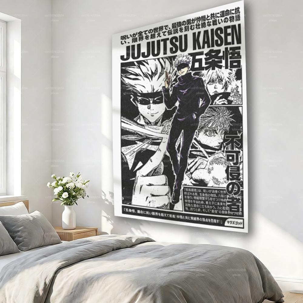 Jujutsu Kaisen Satoru Gojo Wall Tapestry  Anime Manga Art Wall Hanging for Bedroom Dorm Living Room Fan Decor