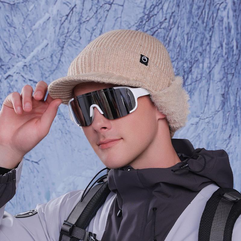 Winter Ohrenschutzkappe Herren Kältefest Warm Gestrickte Baseballkappe Outdoor Reiten Fleece Mütze