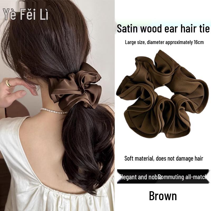 Ye Feili Elegant French Style Satin Ruffle Hair Tie 1 Piece