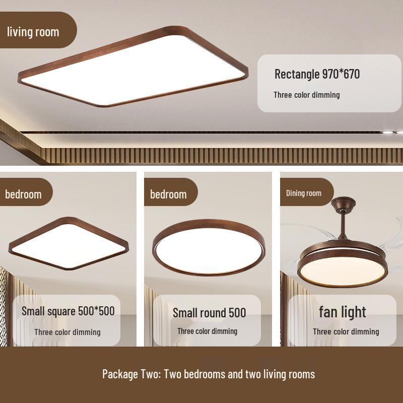Modern Minimalist Walnut Ceiling Light - Solid Wood for Living Room, Bedroom, Dining Room, and Study