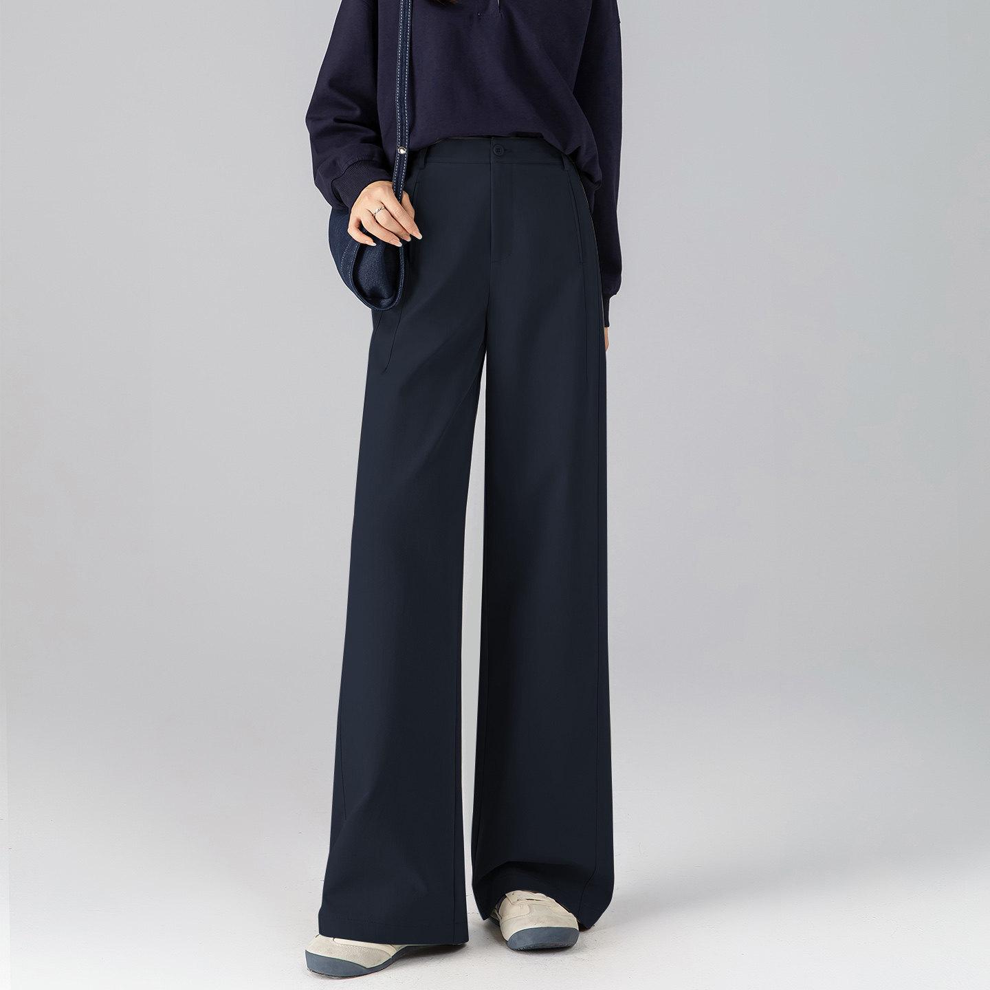 

Zhengzhou Women s Curved Blade Wide-Leg Pants - Loose, Versatile Spring Fashion Pear Shape Trousers. Waist 26 темно-синього кольору