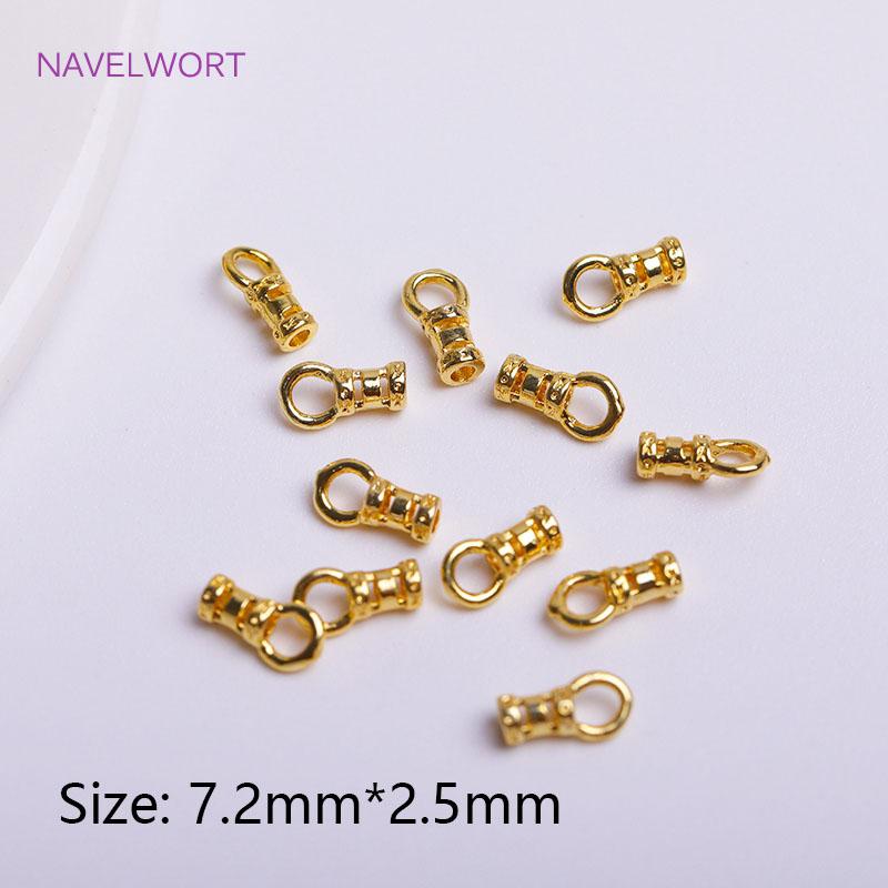 

18K Gold Plated Crimp End Cap Brass Crimp End Beads Cap Connector For Necklace Bracelet Fasteners DIY Jewelry Making Findings 10 pieces