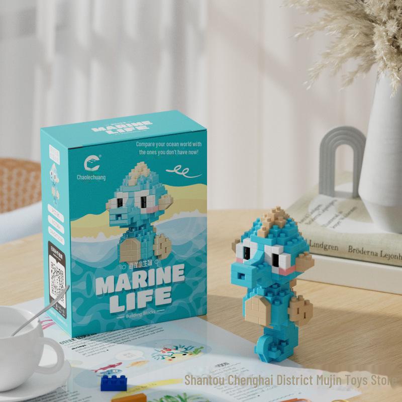 Marine Life Mini Block Toy Set: Shark & Penguin Compatible with Lego