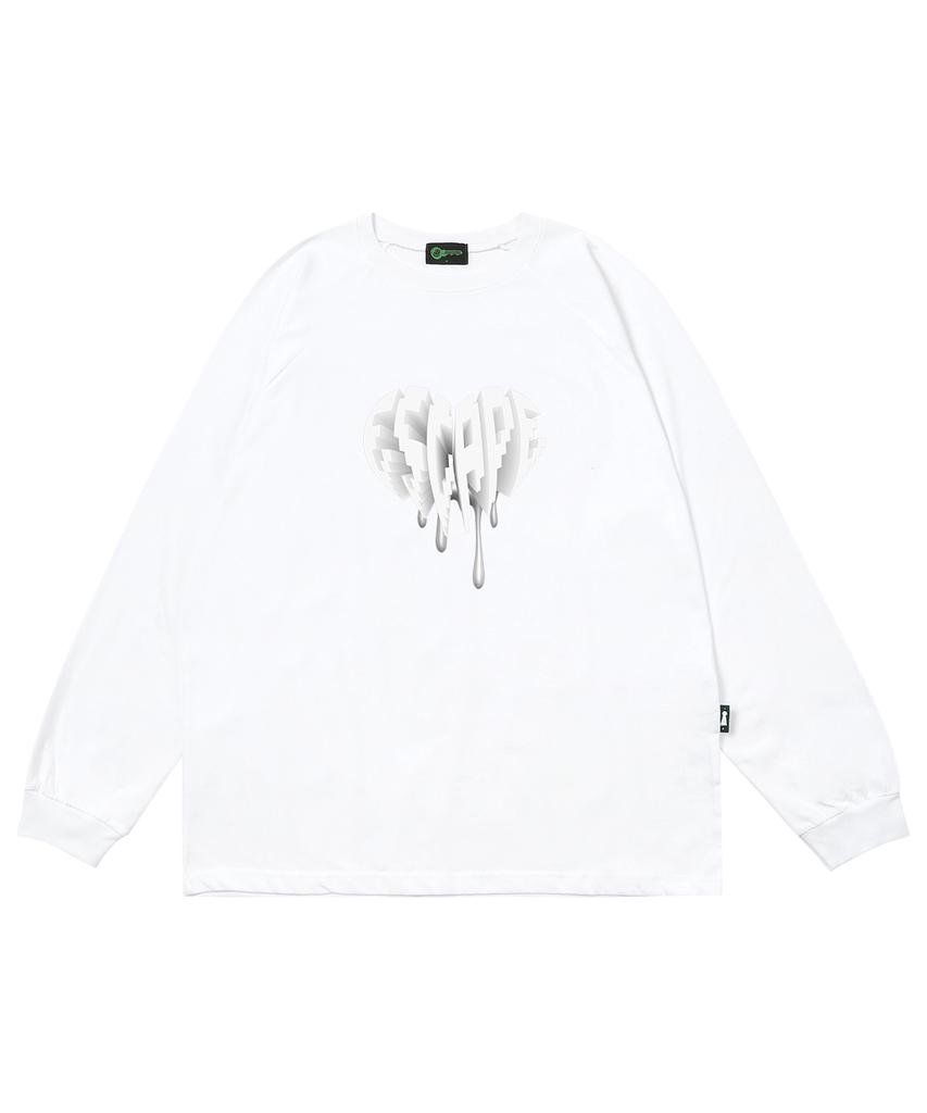 ESCAPEFROM White Melting Heart Logo Print Long Sleeve White