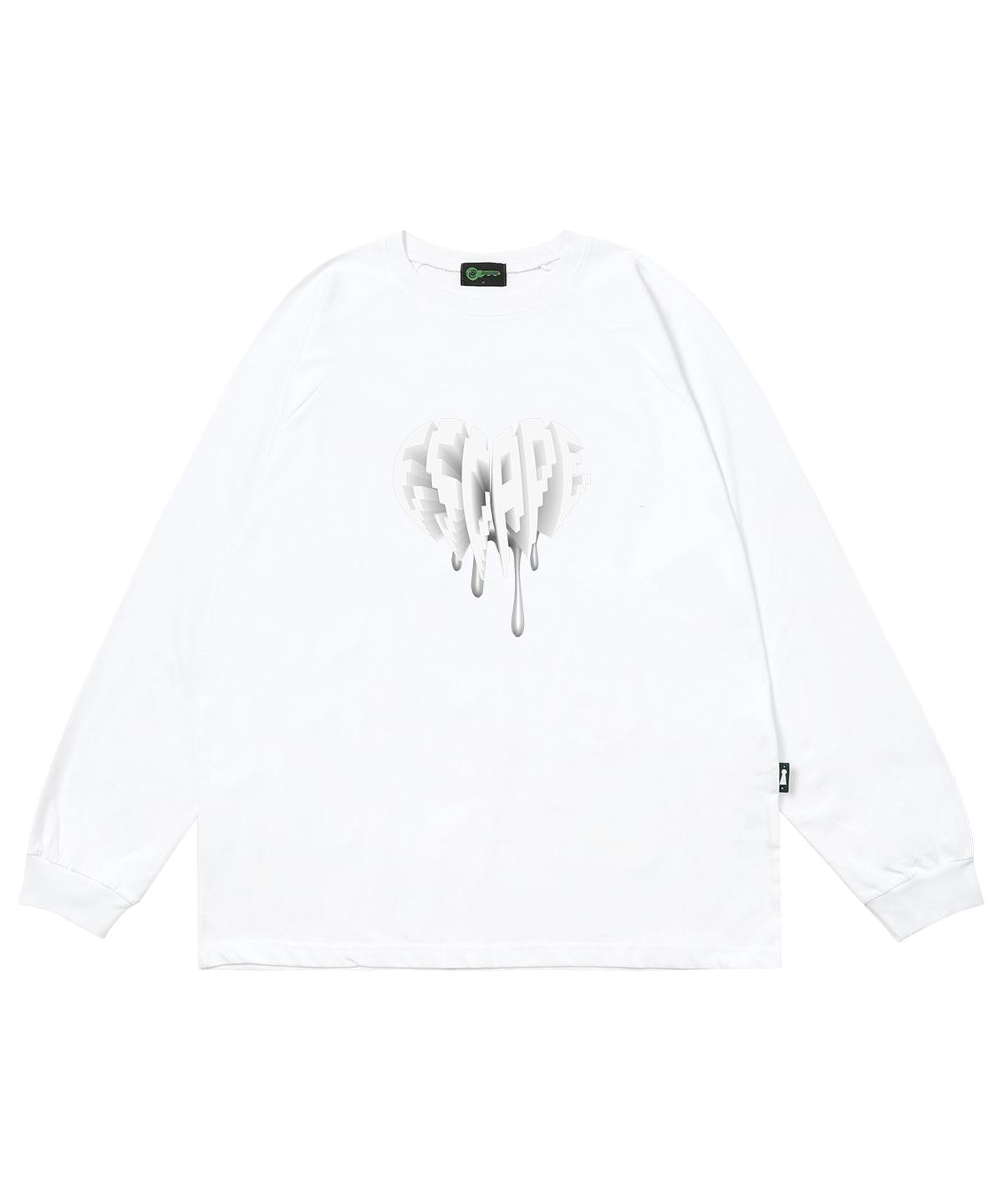 Escape From White Melting Heart Logo Print Long Sleeve White L