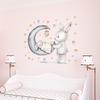Sleeping Baby Bunny in Moon Cradle Wall Stickers, Cute Cartoon Self-Adhesive Decor for Kids Room Kindergarten Decoration