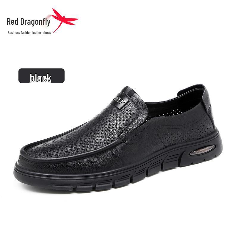 Red Dragonfly Men s Summer Leather Cowhide Soft Sole Breathable Casual Business Shoes Size 43