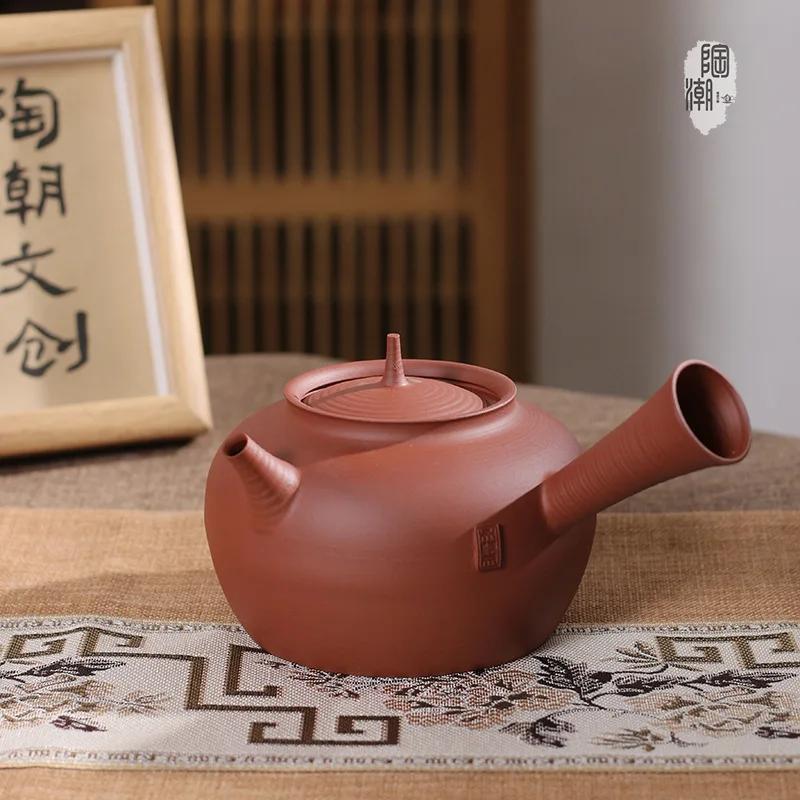 Bollitore con infusore da tè in argilla Set teiera in ceramica per bollire Teiera Zen fatta a mano Scalda teiera Teaware portatile in ceramica