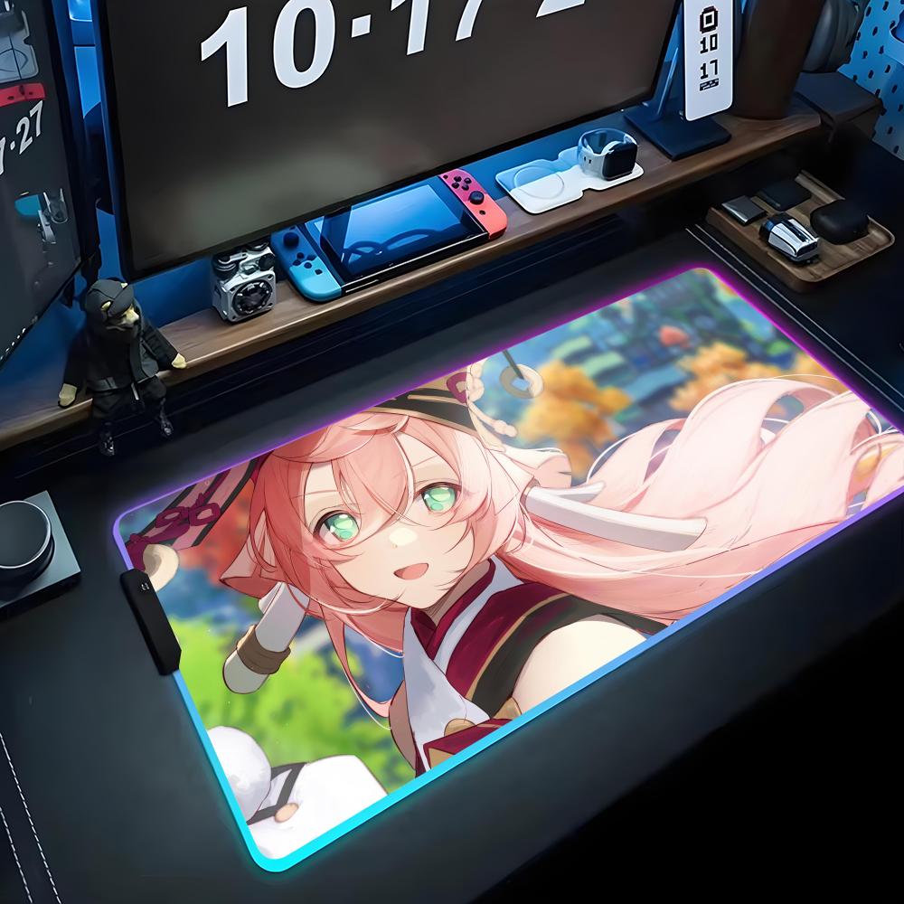 yan fei Mouse Pad RGB Gaming Mousepad Big LED Pad PC Desk Mat Luminous Mouse Pad Large Keyboard Mats Table Rug With Backlit