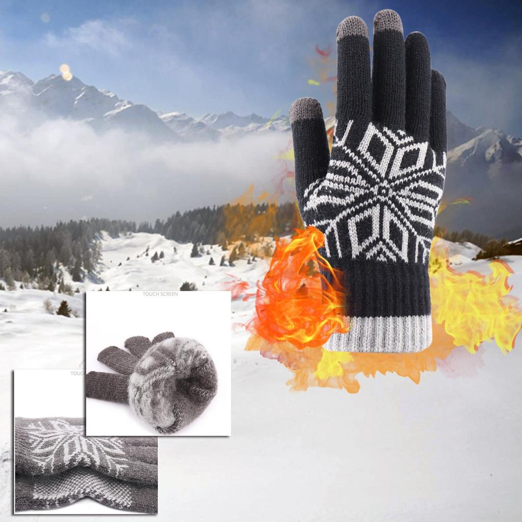 Winter Men Adult Plus Fall And Winter Thickened Knitted Warm Woolen Gloves