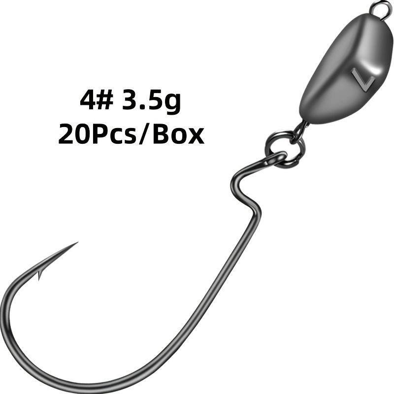 

20pcs Carbon Steel Crank Hooks, Durable Anti-Snagging Lead Head Hook Set, Sharp Barbed Fishhooks, with Silvery Crankbait Hooks for Fishing 4# 3.5g - 20Pcs/Box