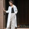 2026 Spring Women's Artistic Sand-Washed Cotton Linen Lapel Long Coat - Loose, Slimming Outerwear Cardigan