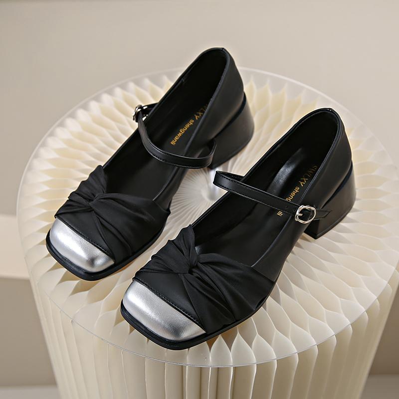 

2025 Spring Women Pumps Shoes Fashion Shallow Buckle Elegant Ladies Low Heel Thick Round Toe Women s Mary Jane Shoes Female Shoe 39 чёрный