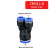 Pneumatic Quick Connector PN/PW-4, Y-Type Tee, 8mm Plug, 12mm Plastic OD, 16mm Connection