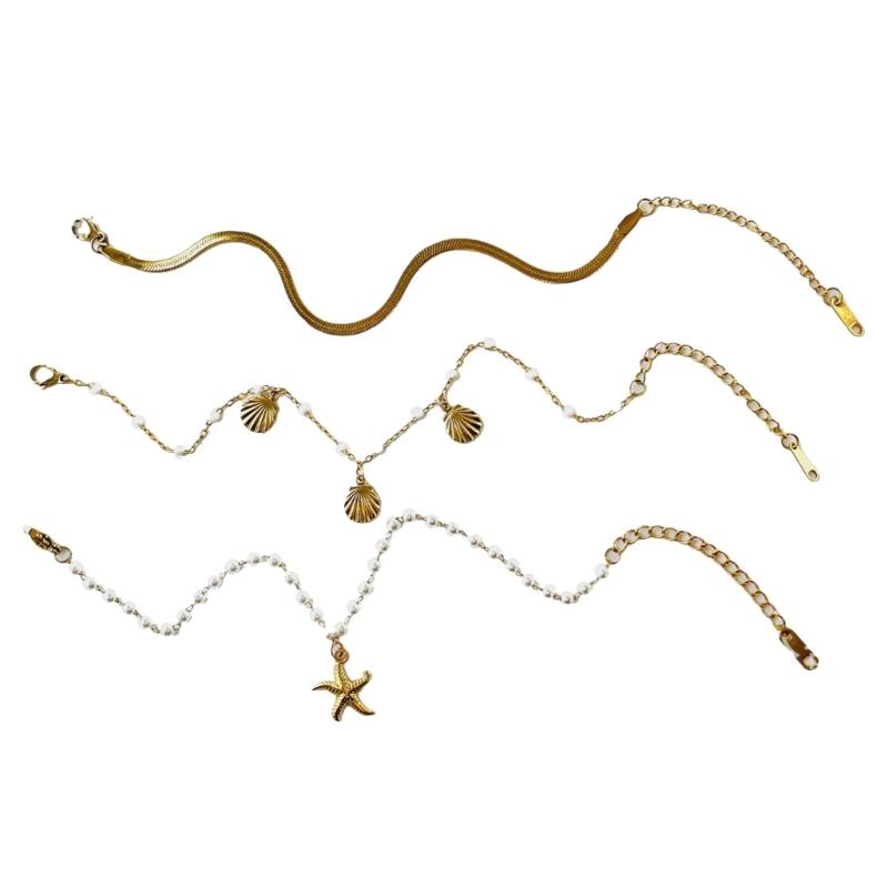 

Stainless Steel Starfish Shell Bracelet With Flexible Snake Chain Designs for Stacking Beach Jewelry 1