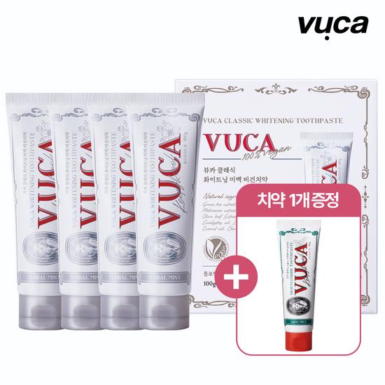 VUCA Classic Whitening Vegan Toothpaste Floral Mint 100g X 4 + Vegan Aqua Mint 110g X 1