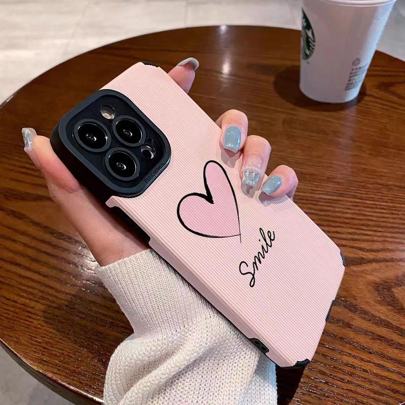 Custodia alla Moda Smile Rosa Cuore d'Amore in Silicone Per iPhone 15 13 Max 14 Plus 11 12 Mini SE 7 8 X XS XR Pelle Antiurto Copertura Totale