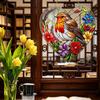 Herzförmiger Rotkehlchen Buntglas Fensterornament Nicht verblassend Handgefertigter Vogel Hängender Schmuck für Familie & Freunde & Vogelliebhaber