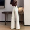 Damen Amerikanische Weiße High-Waist Wide-Leg Koreanische Jeans - Frühling Schlankmachend Bodenlang